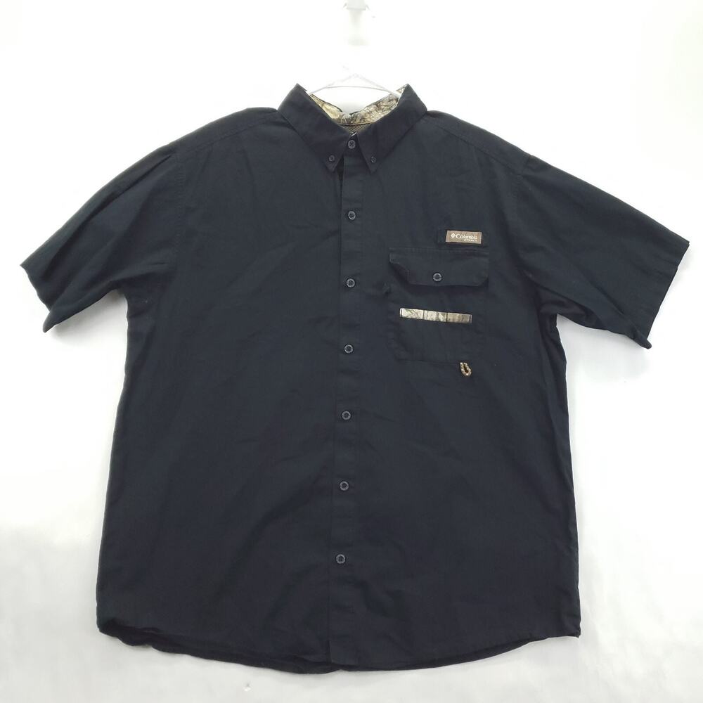 Columbia PHG Shirt Mens XL Black Vented Hunting Short Sleeve Classic Button-Down
